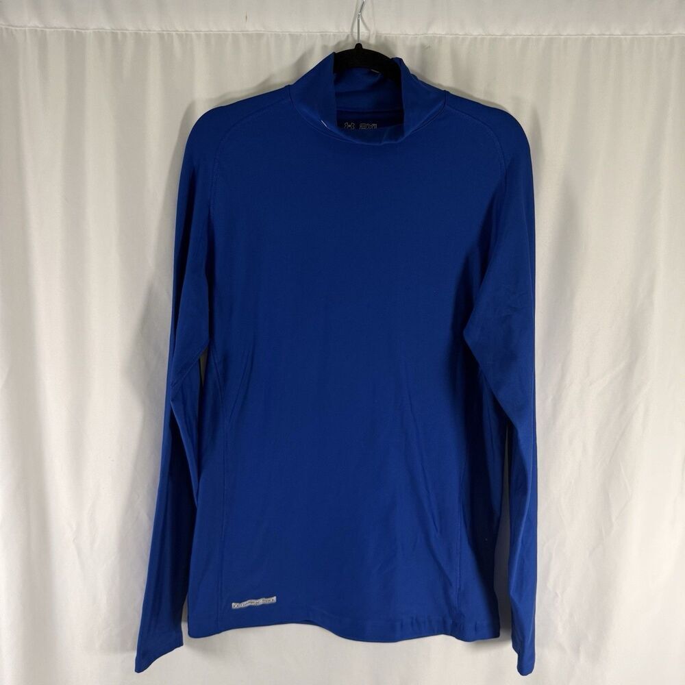 Under armour Compression Shirt Men's 2XL Blue Long Sleeve Embroidered Turtleneck